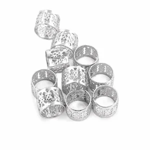 Bagues pour Cheveux et Locks Argentées – 12 Pièces